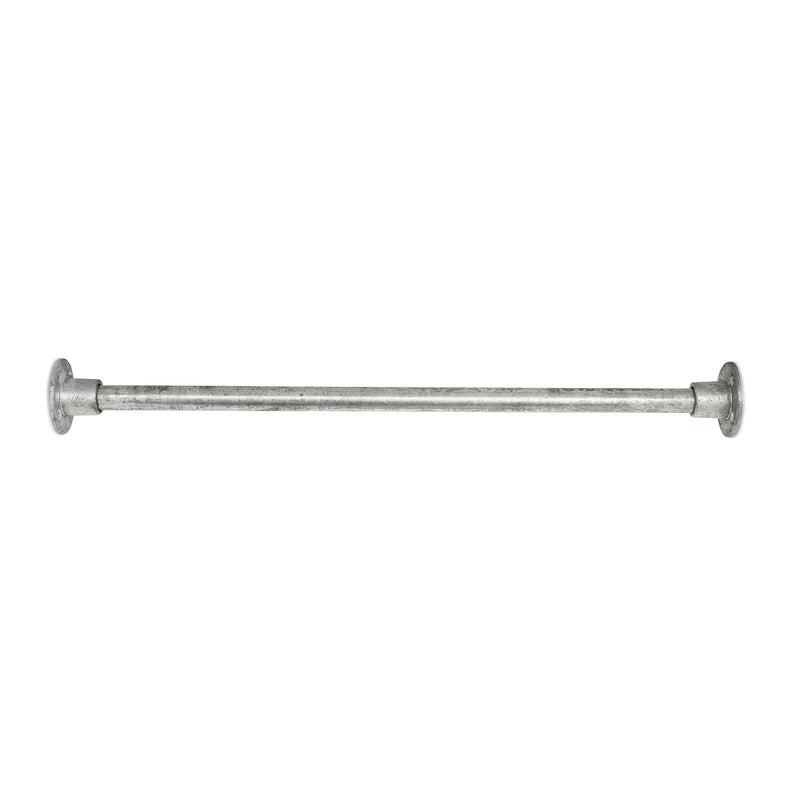 Custom clothes rail wall-mounted between two walls in silver pipes